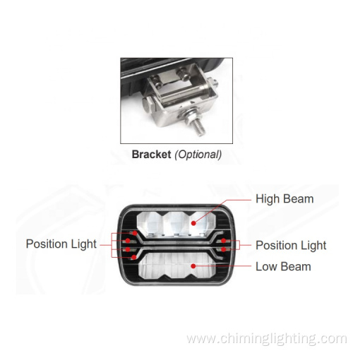 Chiming high quality 5x7 7 inch square led headlights H4 anti-interference rectangle led headlamp for Jeep XJ trucks